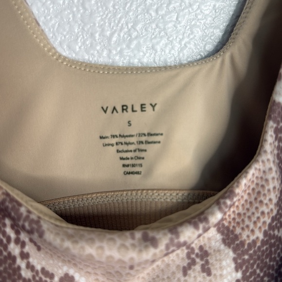 Varley Delta Medium Support Sports Bra Champagne Snake Print S - Picture 3 of 5